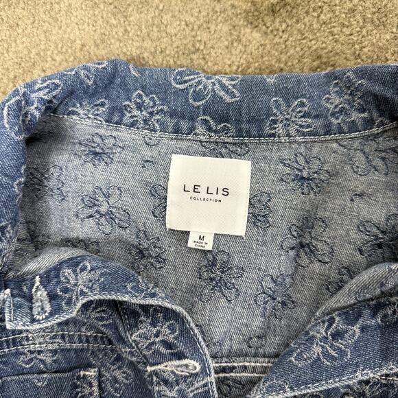 Dolls Kill x Le Lis Floral Embroidered Cropped Denim Jacket Women’s Medium - Picture 3 of 7